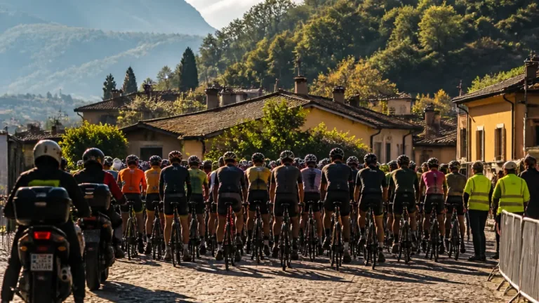 Matteo Jorgenson salue la mobilisation des coureurs au départ du Tour de Lombardie